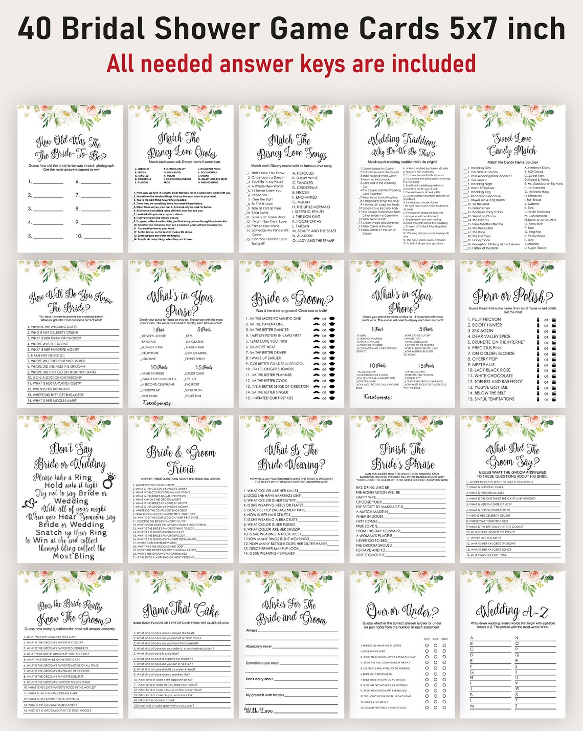 Drink If Game Bridal Shower Games. Bridal Shower Games Bundle Etsy