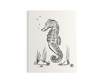 Seahorse Mini Print, 4.25x5.5”, Ocean Wildlife, Beach Decor