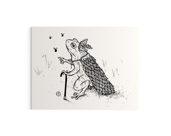 Frog King Mini Art Print, 4.25x5.5”, Whimsical Art, Frog Illustration, Cute Gift