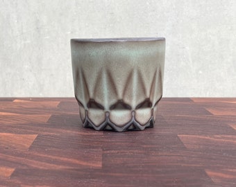 Black Porcelain Ceramic "Hex" Cup  -  Matte Brown/ Blue