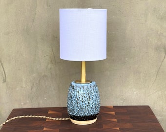 Ceramic Urchin Lamp with Glossy Blue Sea