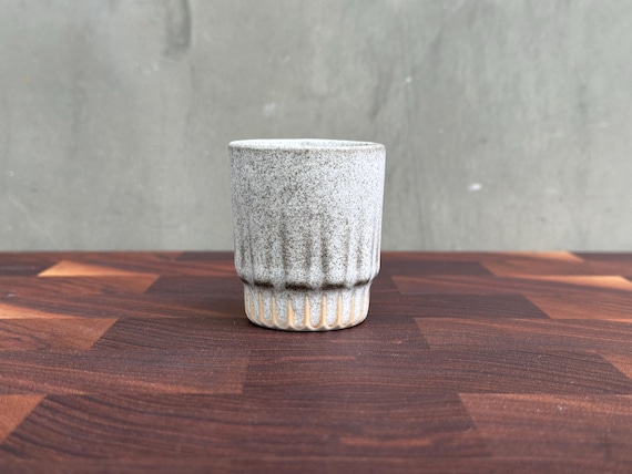 Porcelain Ceramic Little "Arrow" Espresso Cup  - Matte Speckled Gray