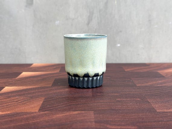 Black Porcelain Espresso Cup- Little Arrow - Speckled Jade