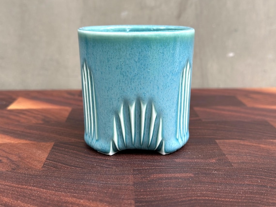 Porcelain Ceramic "Deco" Cup- Glossy Sky