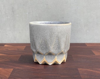 Porcelain Ceramic "Hex" Cup  -  Matte Speckled "Coal" with Halo