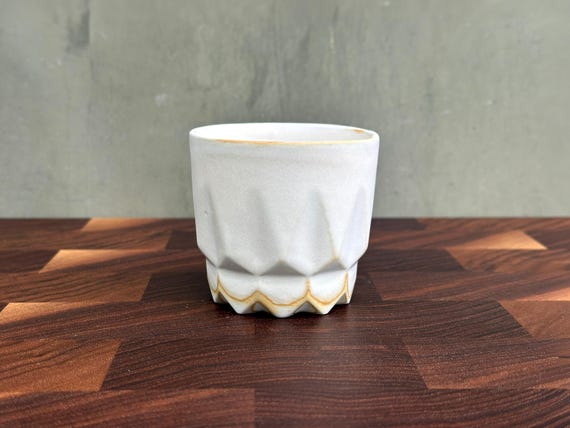 Porcelain Ceramic "Hex" Cup  -Satin Warm White