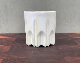 Porcelain Ceramic "Stealth Peak" Cup  - Warm White Halo Glaze