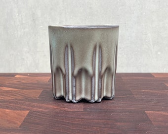 Black Porcelain Ceramic "Stealth Peak" Cup  -  Satin Blue Charcoal