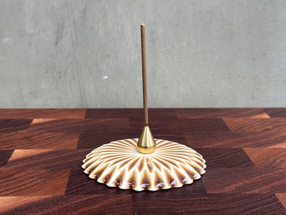 Ceramic Incense Holder - Crystal Dahlia- Crackle Amber