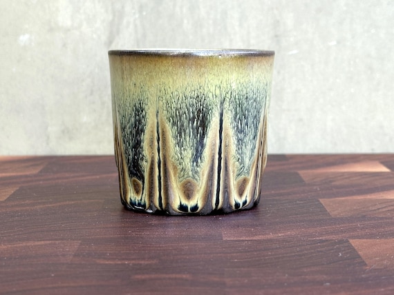 Black Porcelain Ceramic "Stealth" Cup  - Glossy Browns & Blacks