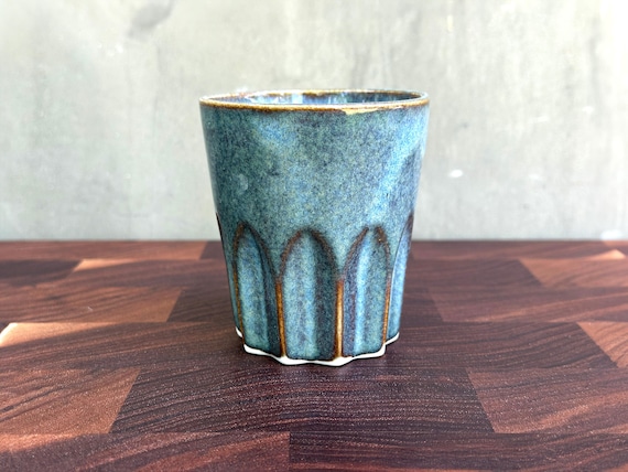 Porcelain Ceramic "Peak" Cup  -  Glossy Blue Jean