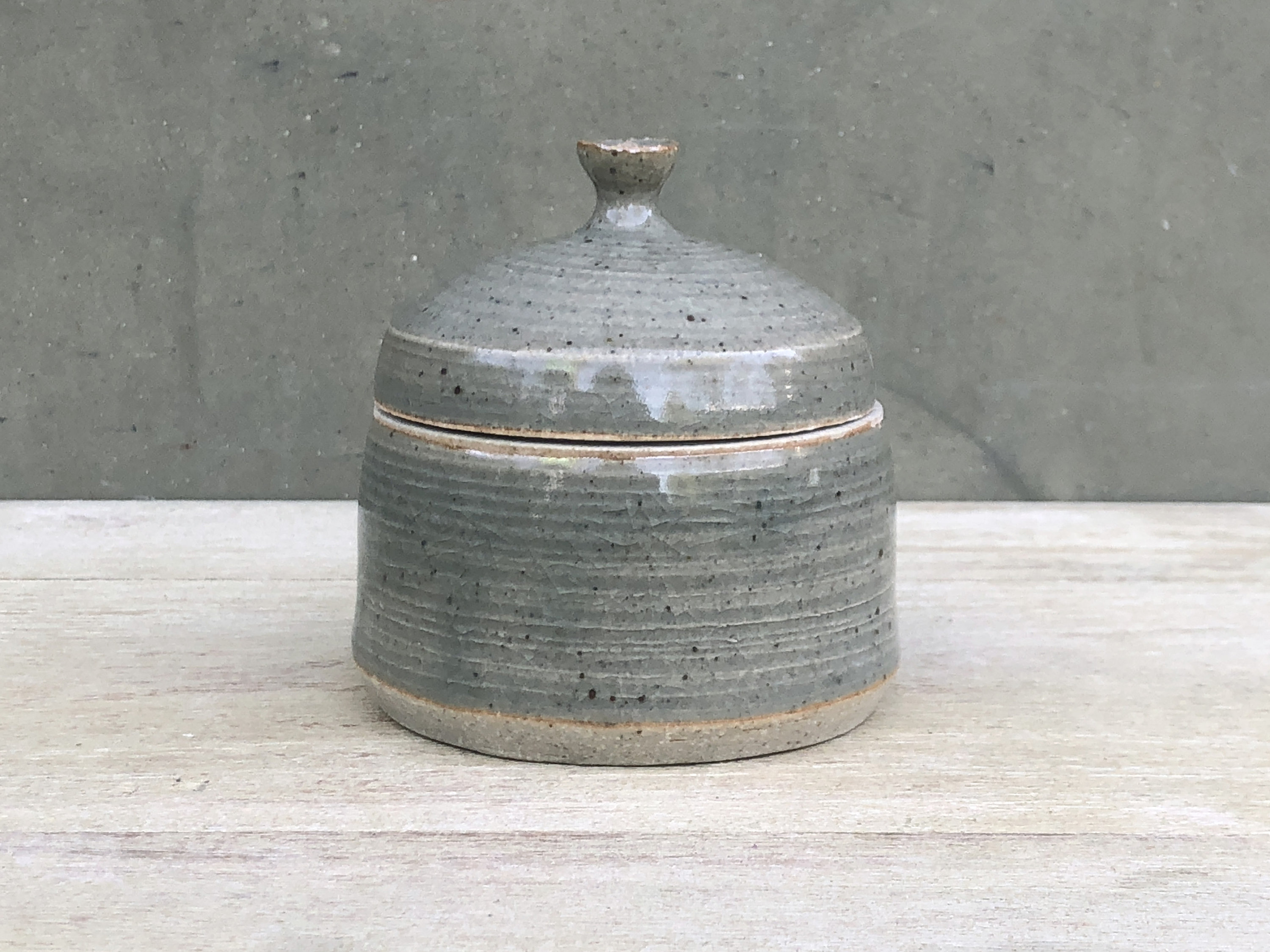 Ceramic Salt Cellar with Lid with Spoon Hole Ribbed Glossy Etsy