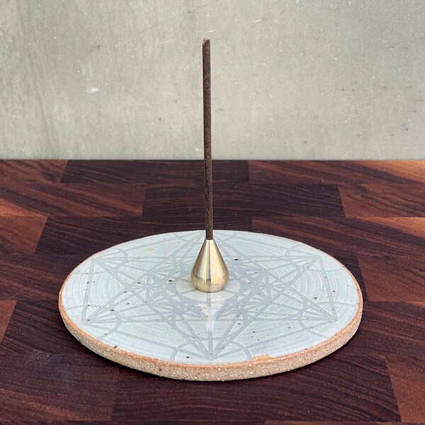 Ceramic Incense Holder - White Metatron's Cube