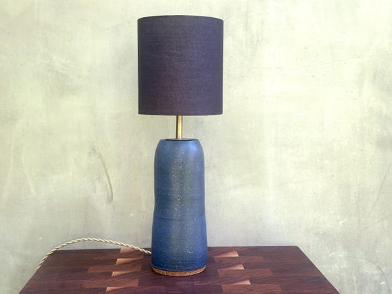 Ceramic Lamp- Satin Dark Navy Speckled Marine