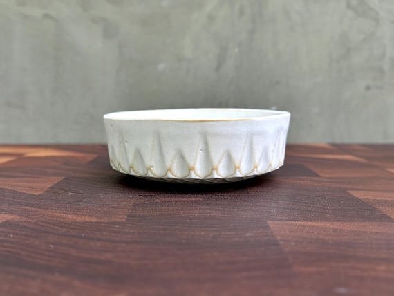 Porcelain Ceramic Little "Flame" Bowl  -  Matte White "Sand Halo"