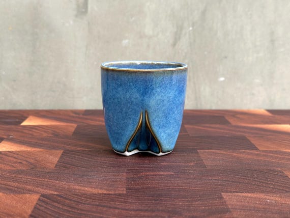 Porcelain Espresso "Leaf" Cup  - Glossy Denim