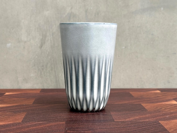 Black Porcelain "Dahlia" Tall  Cup  - Satin Snow
