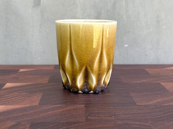Porcelain Ceramic "Ginkgo" Cup  - Glossy Amber