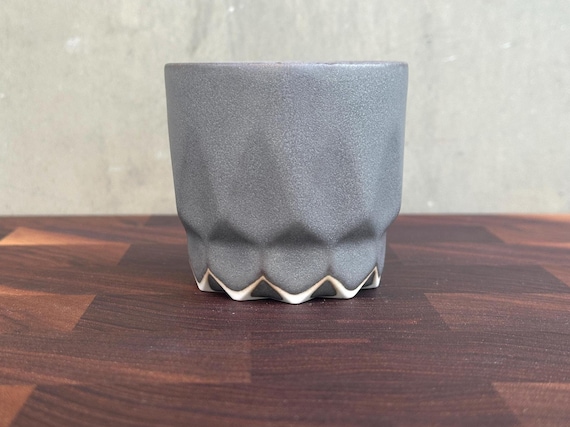 Porcelain Ceramic "Hex" Cup  - Matte Charcoal