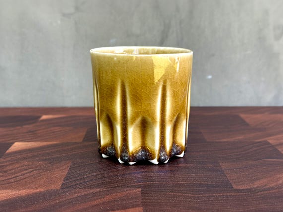 Porcelain Ceramic "Arch" Cup  - Glossy Amber