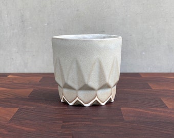 Porcelain Ceramic "Hex" Cup  -  Matte Speckled Blue Brown