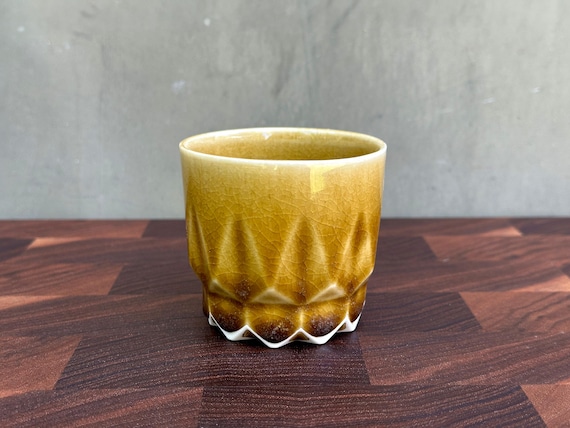 Porcelain Ceramic "Hex" Cup  - Glossy Amber