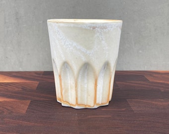 Porcelain Ceramic "Peak" Cup  - Warm White Halo Glaze