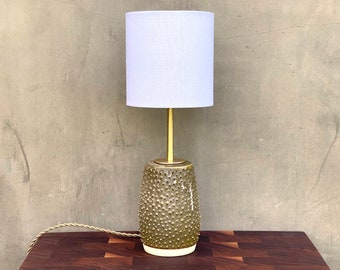 Ceramic Urchin Lamp with Matte Moss Glaze