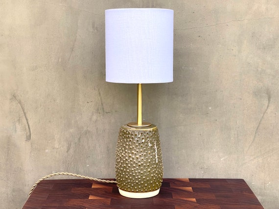 Ceramic Urchin Lamp with Matte Moss Glaze