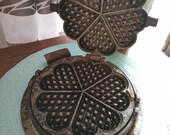 Waffle Iron Vintage Wood Stove Antique 1930s Deco Shabby
