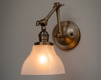 Articulating Gallery (Mission/Opal) Wall Sconce [Mission – Arts & Crafts – Swing Arm – Wall Fixture]
