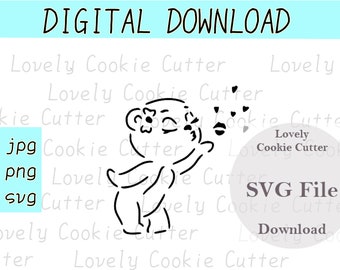 Valentijnsdag Teddy PYO cookie stencil Digitaal downloaden SVG formaat bestand. Bear Cookie stencil direct downloaden