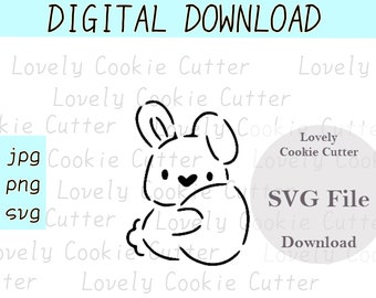 Digital Easter Bunny with Egg Stencil, Cookie Stencil, SVG, PNG, Digital Download, Cut File / for plastic stencils / PYO Easter rabbit