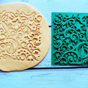 Winter Wonderland Embossed Cookie Stamp: Christmas Tree, Stars (4.72 inch)