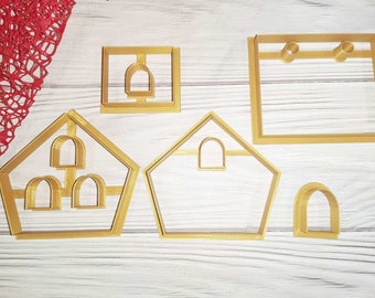 Gingerbread House Cookie Cutter Set: 5 Piece Baking Cutters (11cm)
