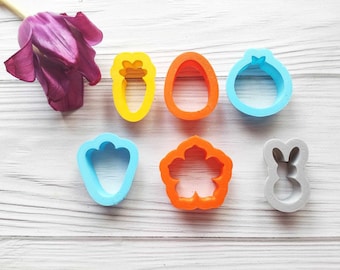 Easter Cookie Cutters: Mini Bunny, Chick, Carrot Set - 6 Piece