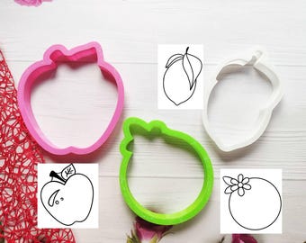 Fruit Cookie Cutter Set: Apple, Lemon, Orange - Mini to Large