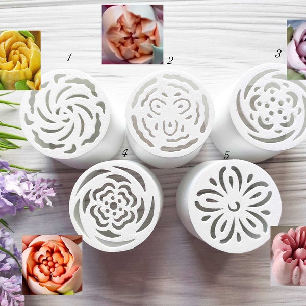 Nozzle Set 5cm for Icing Piping Nozzles Plastic Decorating Tips 5 pcs Decorating Tools Cake Decorating Buttercream and Marshmallow Flowers