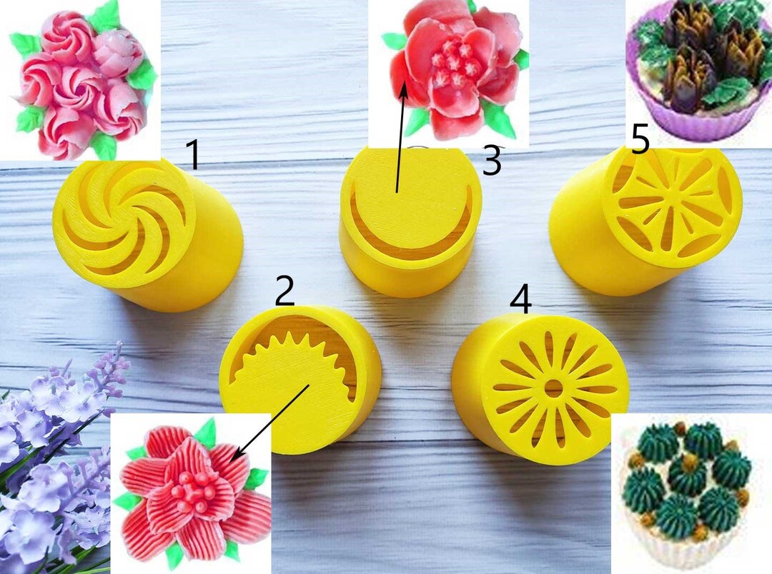 5 Piece Cake Decoration Icing Tips Set, Size 5 Cm and 4 Cm, Plastic