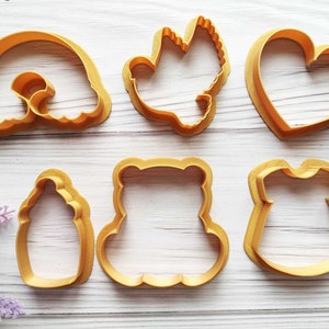 Set di 6 formine per biscotti per baby shower: biberon, vestito per neonati, orsacchiotto, biscotto a tema bambino, arcobaleno, colomba, cuore