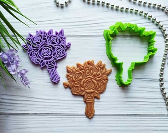 Hochzeitsstrauß- Ausstechform und Prägestempel: Blumenplätzchen-Stempel