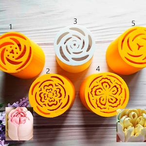 5Pcs Ladge Tulip Nozzles Pastry Cake Icing Piping Decorating Nozzle Tips Coupler Cupcake Desserts Decorating Confectionery image 6