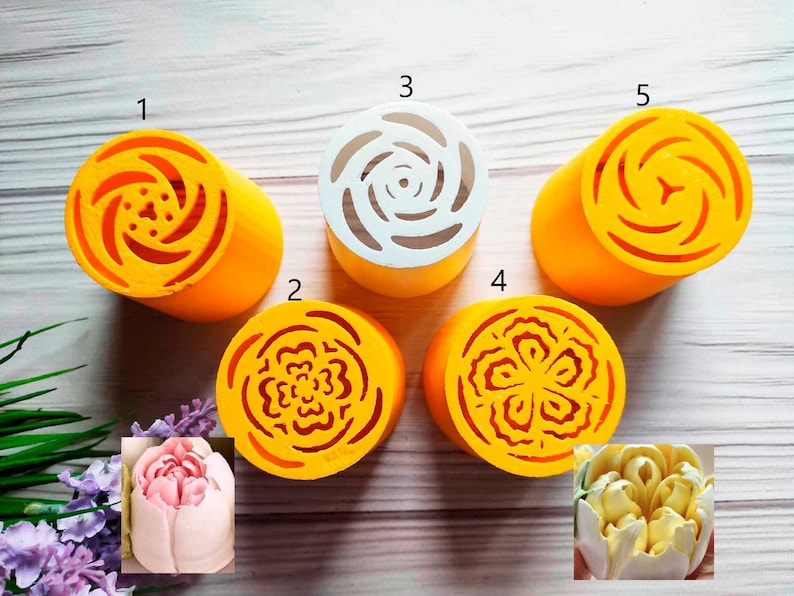 5Pcs Ladge Tulip Nozzles Pastry Cake Icing Piping Decorating Nozzle Tips Coupler Cupcake Desserts Decorating Confectionery image 6