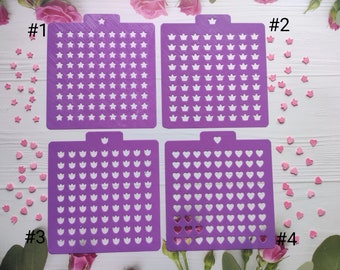 Girls Sprinkle Stencil - star, heart, tulip, crown. Create the sugar sprinkles using a stencil.