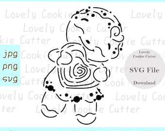Gingerbread Girl- Digital File- Instant Download - DIGITAL DOWNLOAD SVG Cookie Stencil - Gingerbread design