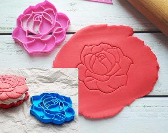 Cortador de galletas de rosas con sello: cortadores con formas florales