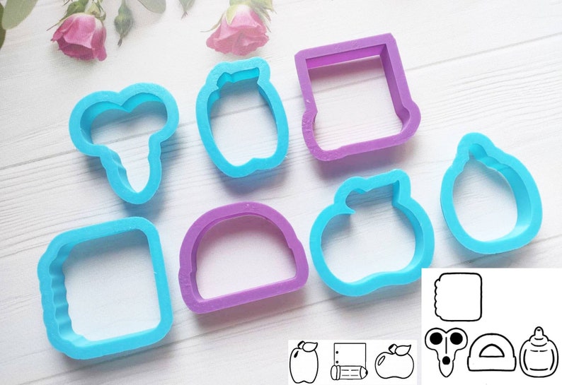 Set of 7 cookie cutters/ Back to School Cookie Cutters Baking, Polymer Clay, Craft Clay, Fondant Cutters/ School collection cookie cutter image 1