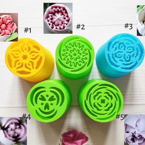 Ensemble de 5 buses à glaçage pour grandes fleurs : outils de décoration de gâteaux en plastique PLA