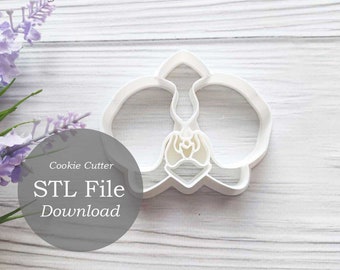 Orchid Flower Cookie Cutter STL File Instant Download, STL Cookie Cutter File / Orchid Cookie Cutter and Stamp stl files