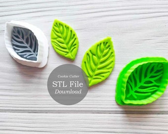 Leaf cookie cutter stamp File STL 3 sizes - Digital File - 3D Printing Cookie cutter Leaf - Rose Leaf - Cookie cutter